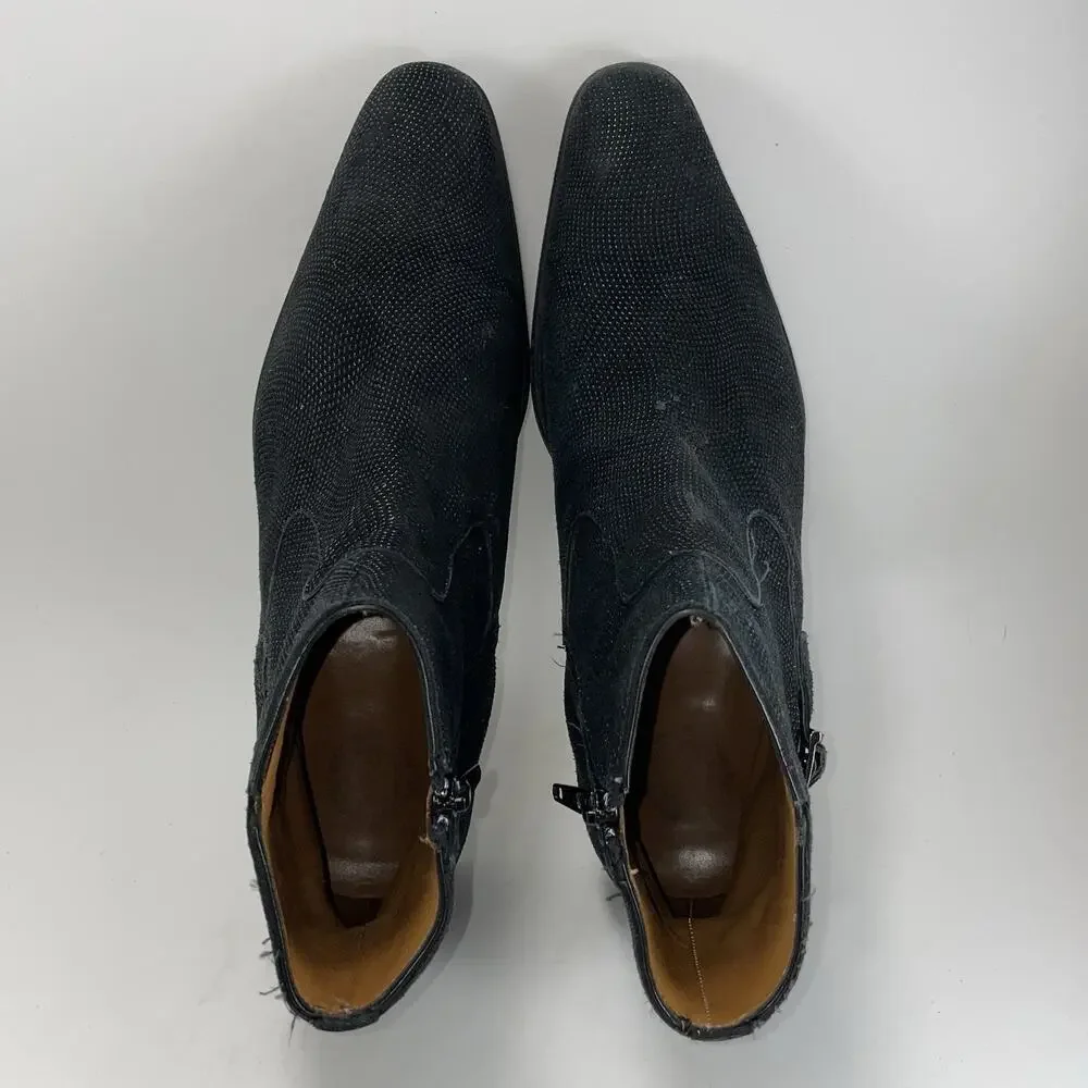 Mezlan Spain Black Suede Jodhpur Chelsea Boots Buckle Detailed Mens Size 10 M